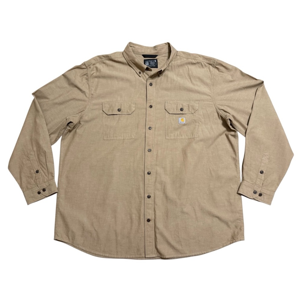 Carhartt Loose Fit Midweight Tan Chambray Long-Sleeve Shirt 3XL Tall